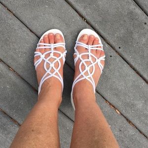 White wedge sandals
